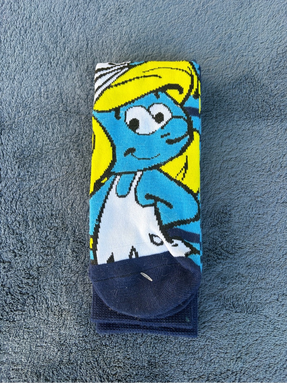 Smurfette Graphic Crew Socks - Blue, Yellow, White